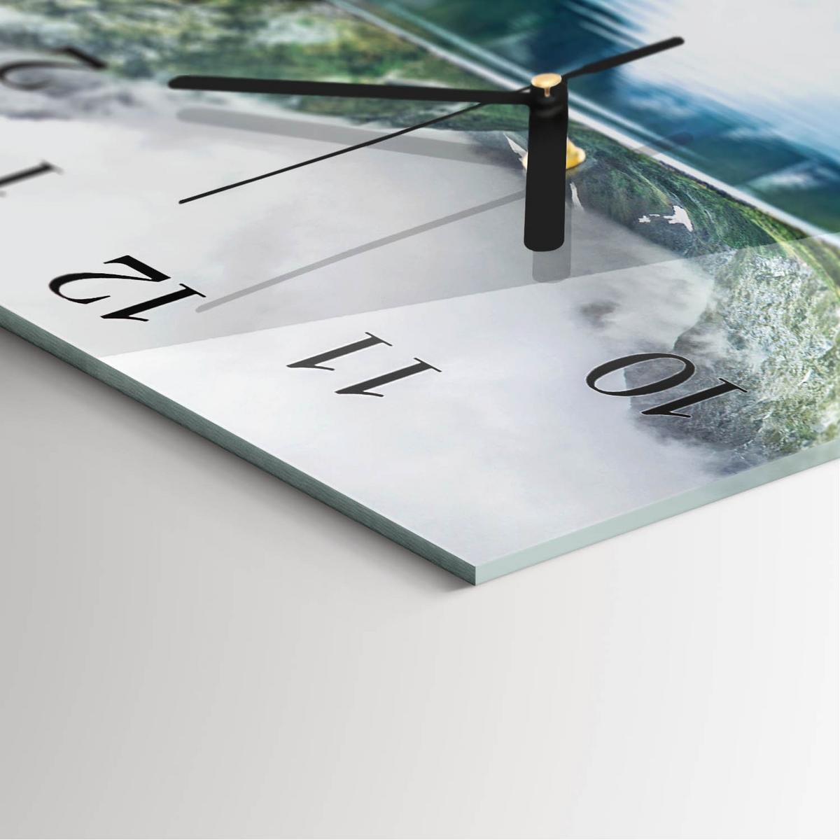 WANDUHR aus Glas 30x30 cm - Bergsee - Multicolor, Glas (30/30/0.4cm) - TULUP