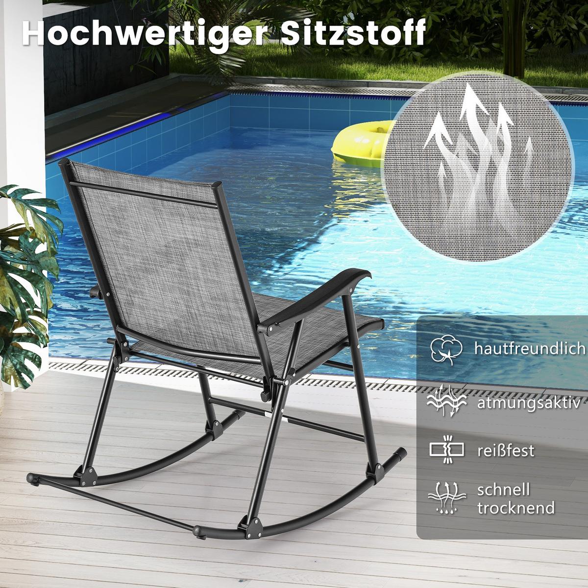 KLAPPSTÜHLE Braun (2er-Set) - Braun, Metall (82/91/64cm) - COSTWAY