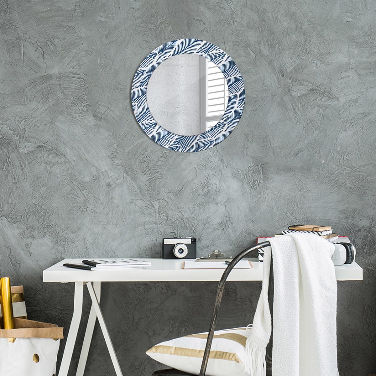 SPIEGEL Rund Ø 50 cm mit Aufdruck - Blau, Glas (50/50/0.4cm) - Wallfluent