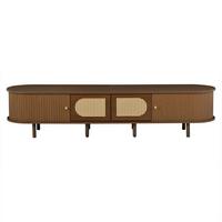 TV LOWBOARD walnuss rattan oval 180cm schiebetüren - Wildeiche, Holzwerkstoff (180/40/40cm) - Urban Meuble