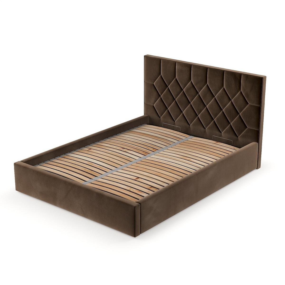 POLSTERBETT Brisa 160/200 cm Braun im Kronos Stoff - Schwarz/Naturfarben, Holz/Holzwerkstoff (160/200cm) - AltaBeds