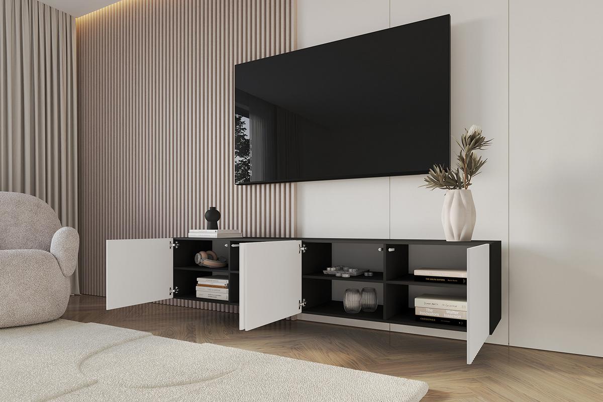 LOWBOARD NOA-2-W 2x100x40x40 cm - Schwarz / Weiß - Weiß, Holzwerkstoff (200/40/40cm) - ALTDECOR