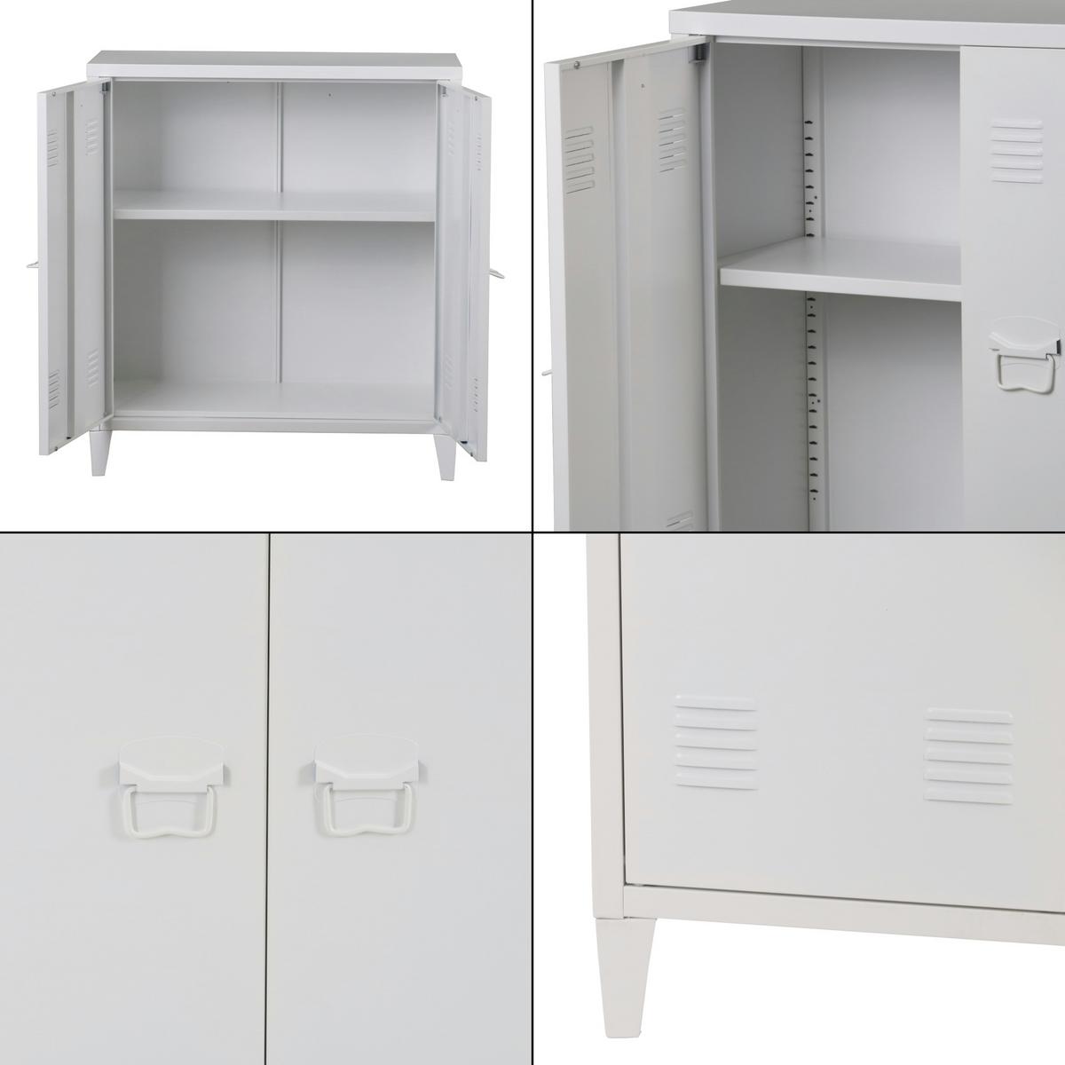 METALLSCHRANK Oripää - Weiß, Metall (80/90/33cm) - [en.casa]