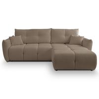 ECKSOFA MODA S Braun Geflochtener Stoff mit Schlaffunktion - Braun, Holz (257/177cm) - MASSENO