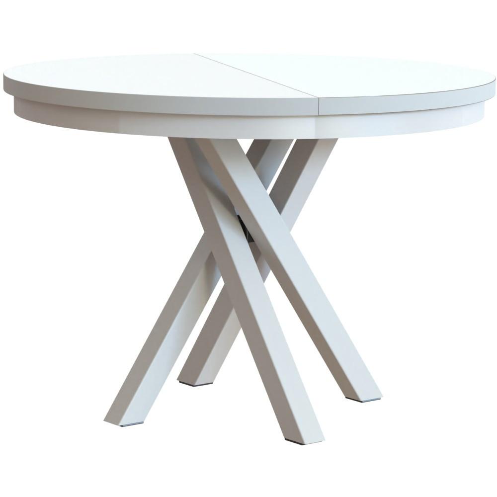 ESSTISCH Kris, Runder, mit Metallbeinen, eiche Weiß - Weiß, Holzwerkstoff/Metall (100/100/77cm) - Beautysofa