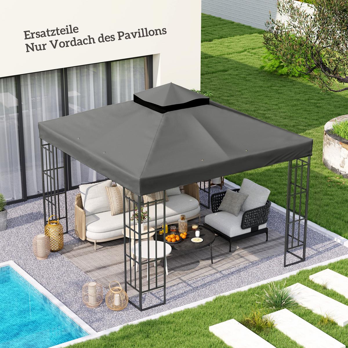 ERSATZDACH für Pavillon 3 x 3 m - Dunkelgrau, Kunststoff (300/1/300cm) - Outsunny
