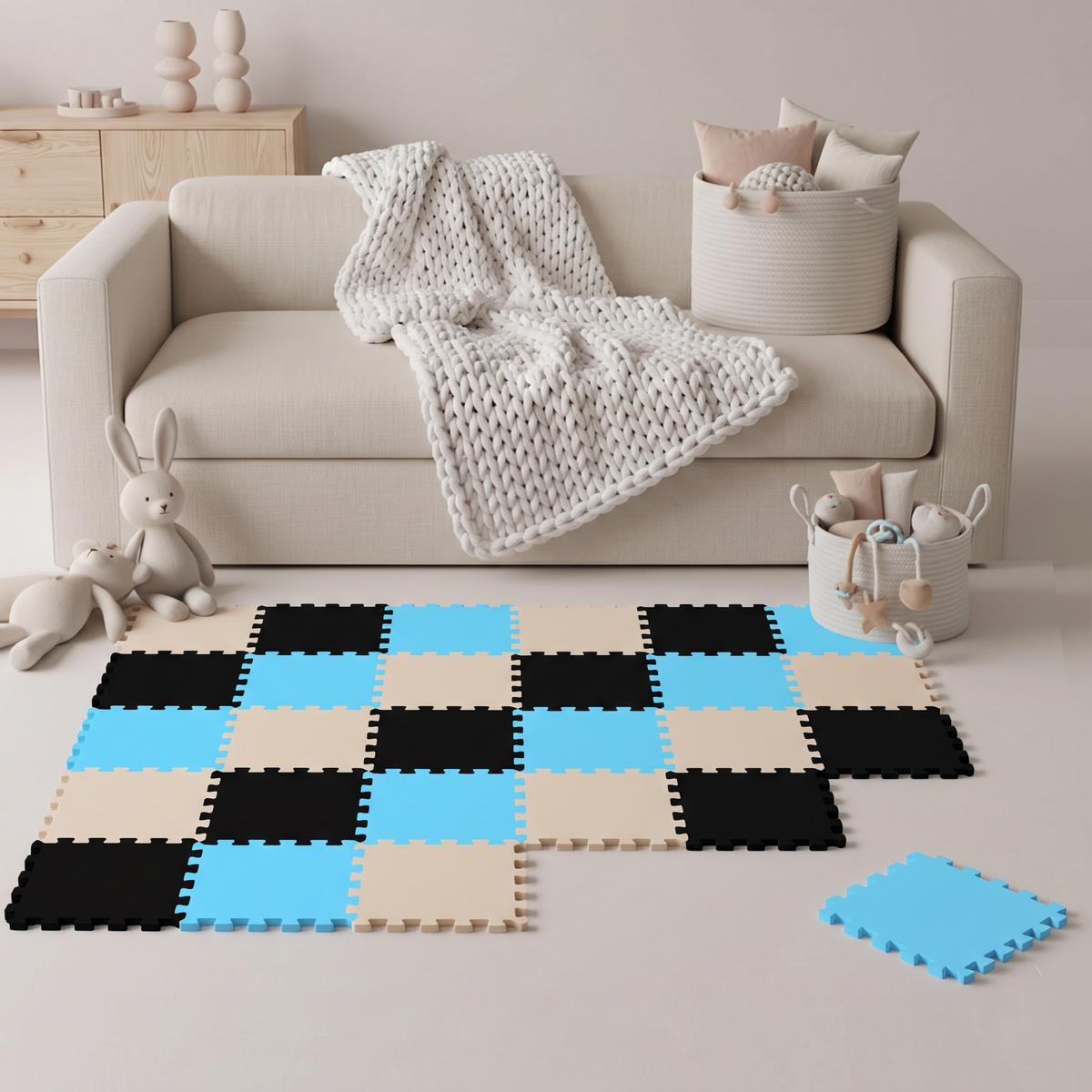 SPIELMATTE ab Null - 270/90 cm Puzzlematte Schwarz - Multicolor, Kunststoff (30/30cm) - Littletom