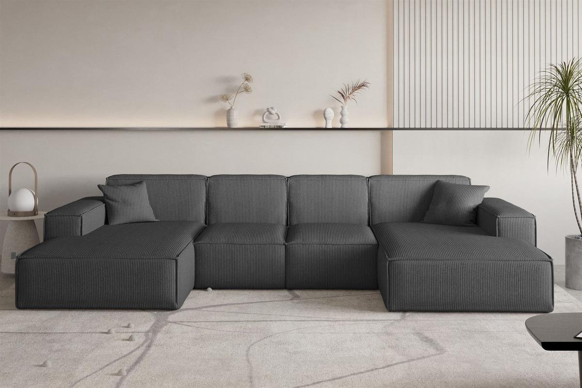 WOHNLANDSCHAFT Celes Premium Xs Scala - Anthrazit, Holzwerkstoff/Textil (342/73/165cm) - Fun Möbel