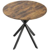 KÜCHENTISCH rund Braun 80/80/75 cm - Schwarz/Braun, Metall (80/80/75cm) - HOMCOM