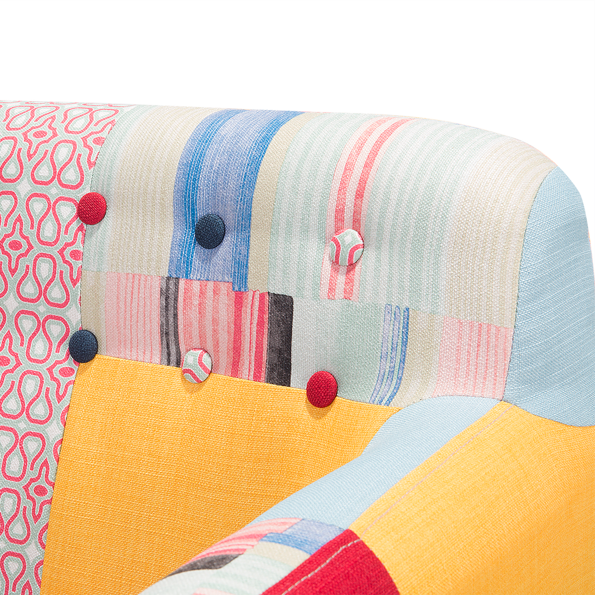 SESSEL Polsterbezug Bunt Melby - Multicolor, Holz/Textil (64/77/59cm) - Beliani