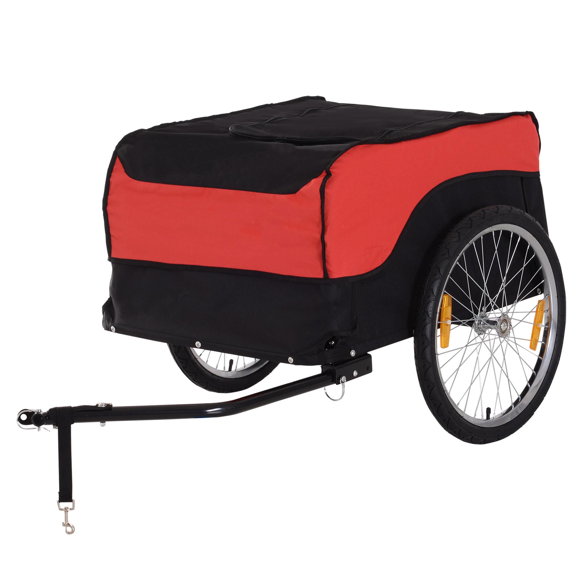 FAHRRADANHÄNGER, Stahl, Rot/Schwarz, 130L x 77B x 65H cm - Rot, Metall (77/65/130cm) - HOMCOM