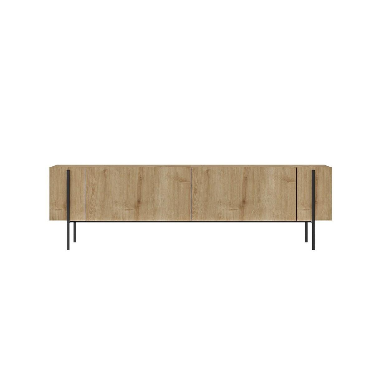 TV-MÖBEL mit 2 klappbaren Türen und Metallfüßen 31,4/160/45,6 cm - Eichefarben, Holzwerkstoff (31.4/45.6/36cm) - Calicosy