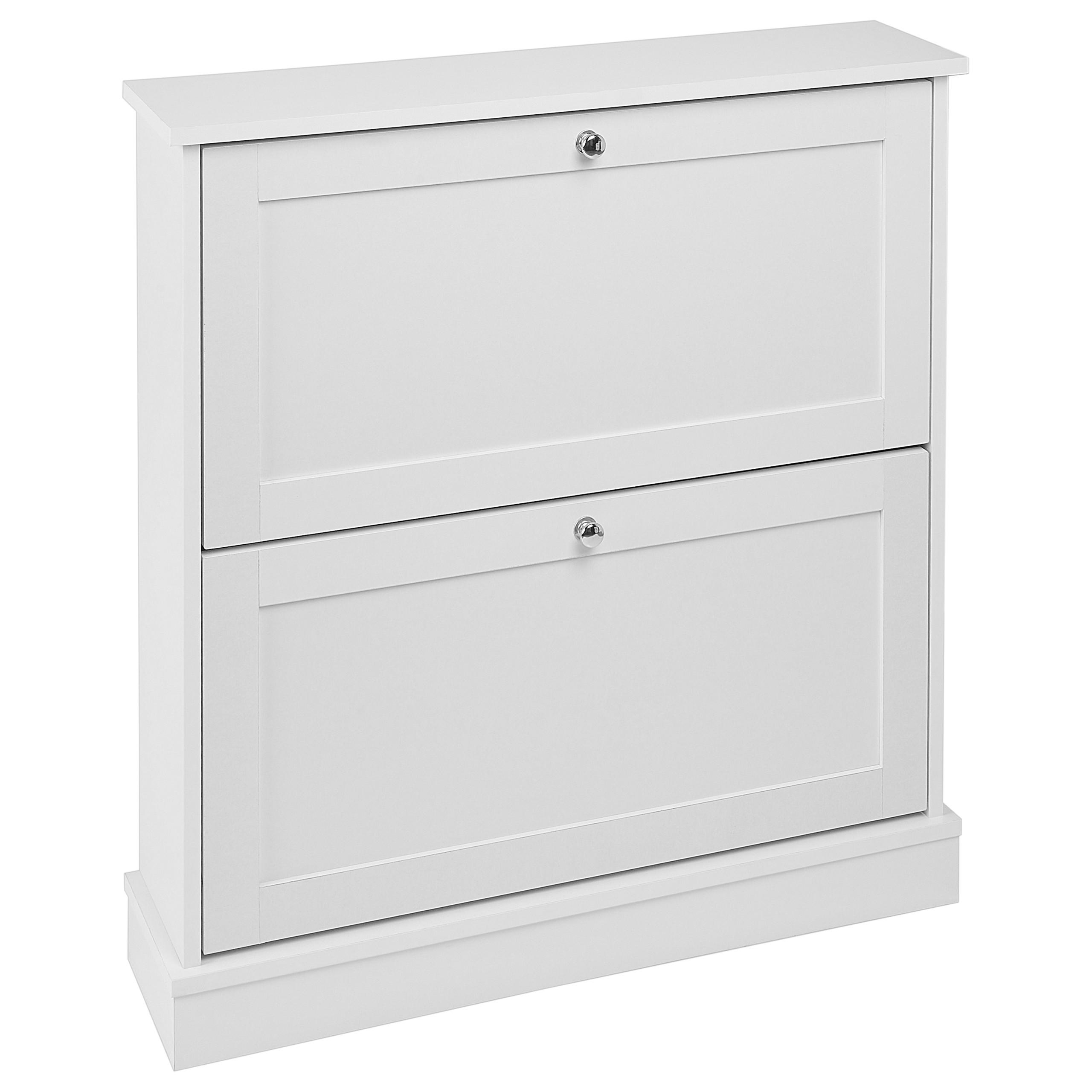 SCHUHSCHRANK Weiß Chelan - Silberfarben/Weiß, Holzwerkstoff (76/80/19cm) - Beliani