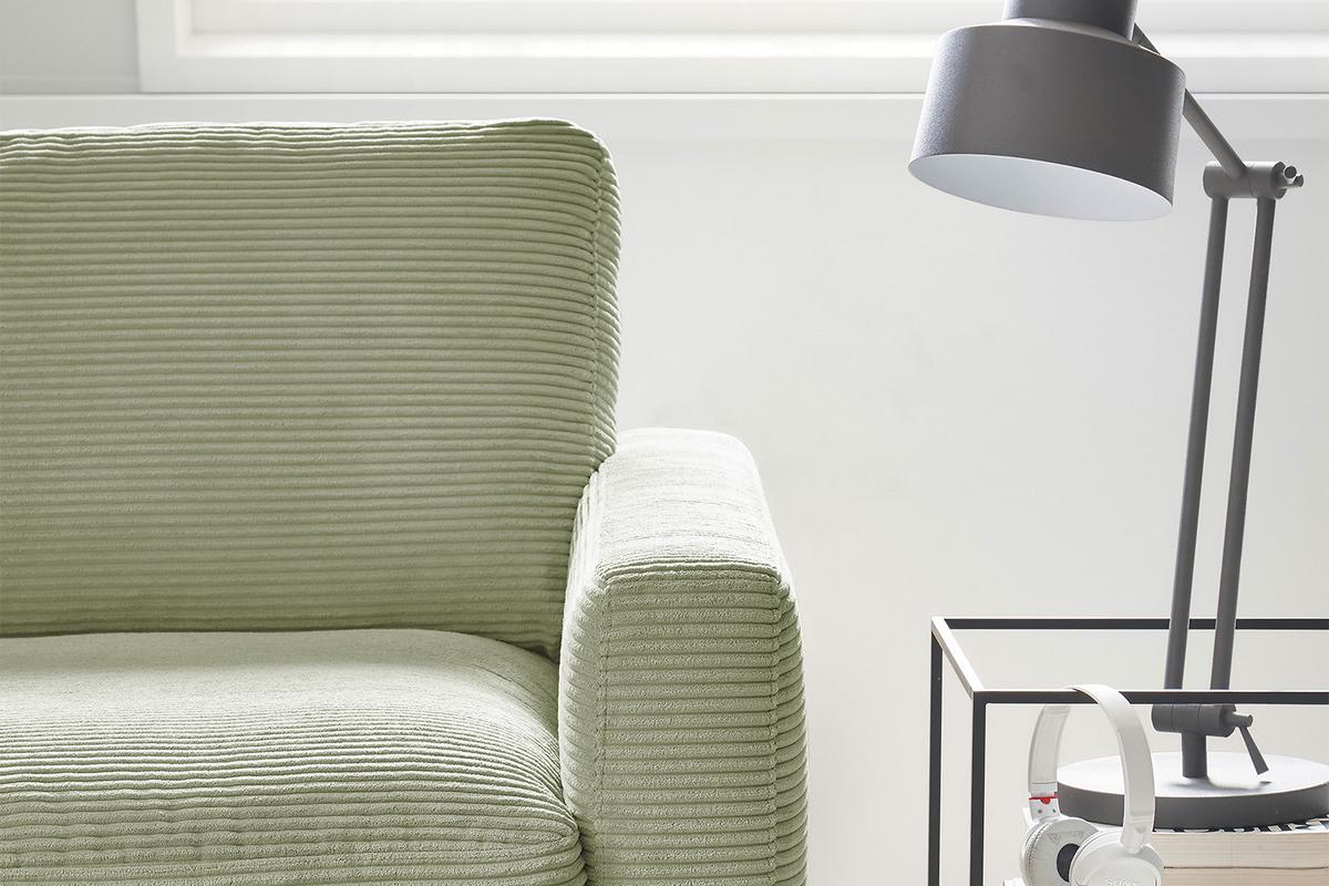 ECKSOFA CARA Grün Cord - Schwarz/Olivgrün, Textil/Metall (272/190cm) - KAWOLA