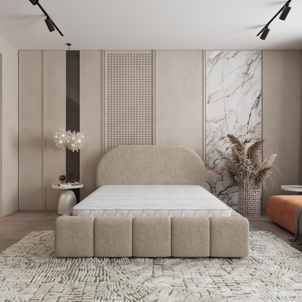 POLSTERBETT FLUSSO 180x200 cm mit Bettkästen - Beige - Beige, Holz (180/200cm) - MASSENO