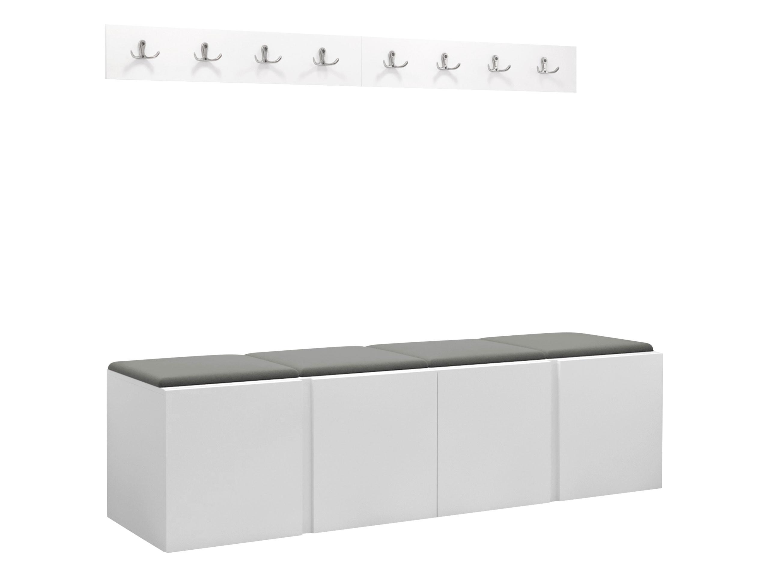 GARDEROBEN-SET Orion VII - Weiß/Grau, Holzwerkstoff/Kunststoff (168/42/46cm) - MIRJAN24
