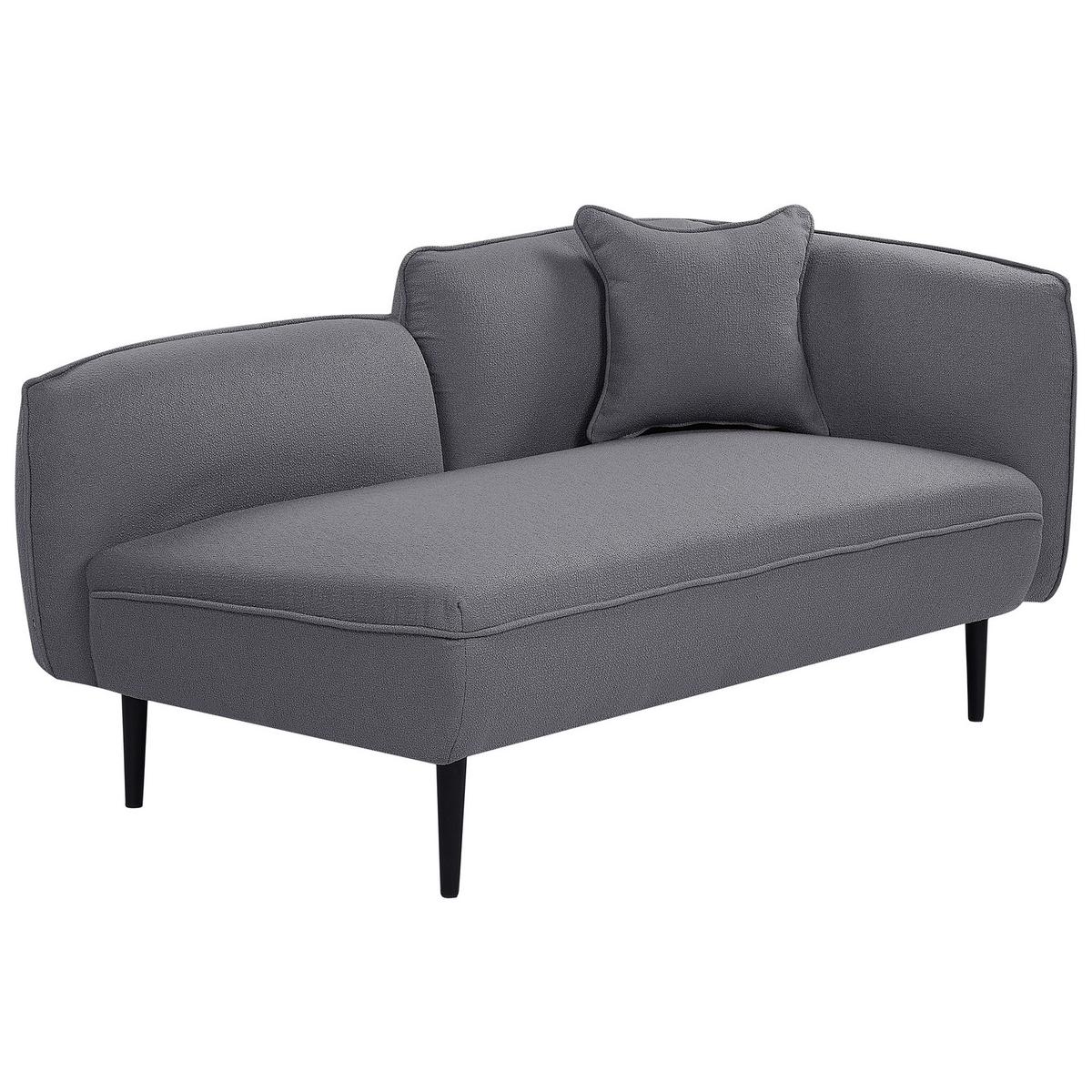 CHAISELONGUE Bouclé dunkelgrau rechtsseitig Chevannes - Schwarz/Grau, Textil (138/74/77cm) - Beliani
