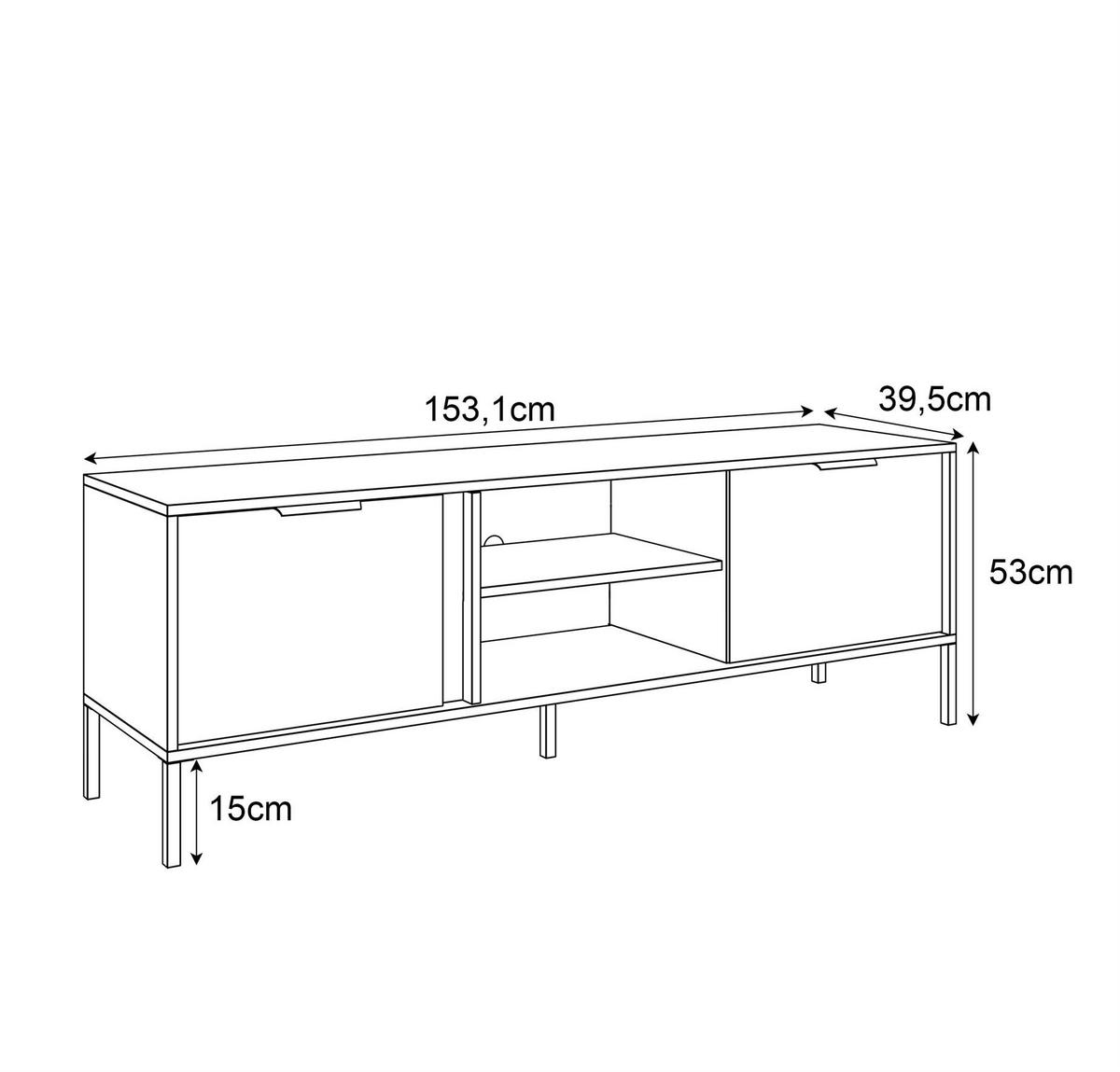 TV Element LARETTO 153 cm anthrazit - Schwarz, Holzwerkstoff (153/53/40cm) - Lookway