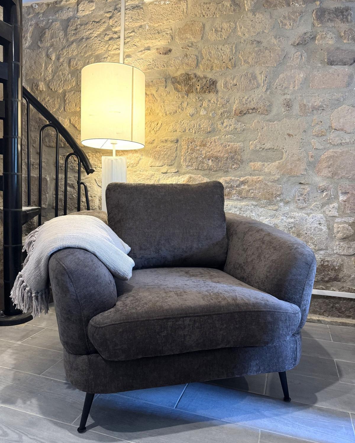 SESSEL Chenillegewebe Dunkelbraun Kjaer - Dunkelbraun, Textil (100/100/100cm) - Beliani
