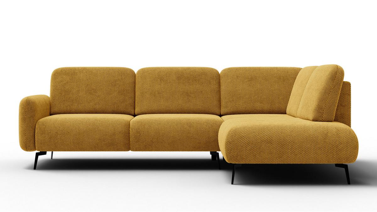 ECKSOFA FEBE 5-Sitzer rechts, dunkelgelb - Gelb/Schwarz, Holz/Textil (271/190cm) - Wozimo