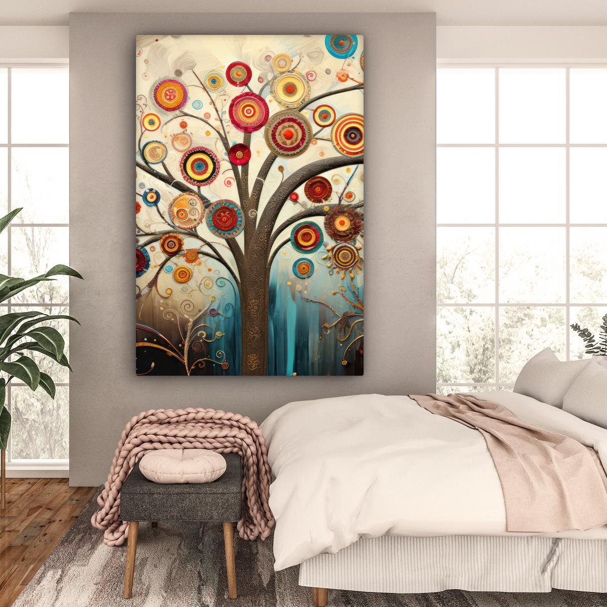 LEINWANDBILD Baum - Baum des Lebens - Farbe Deko Groß 90x140 cm - Braun, Textil (90/140cm) - MuchoWow