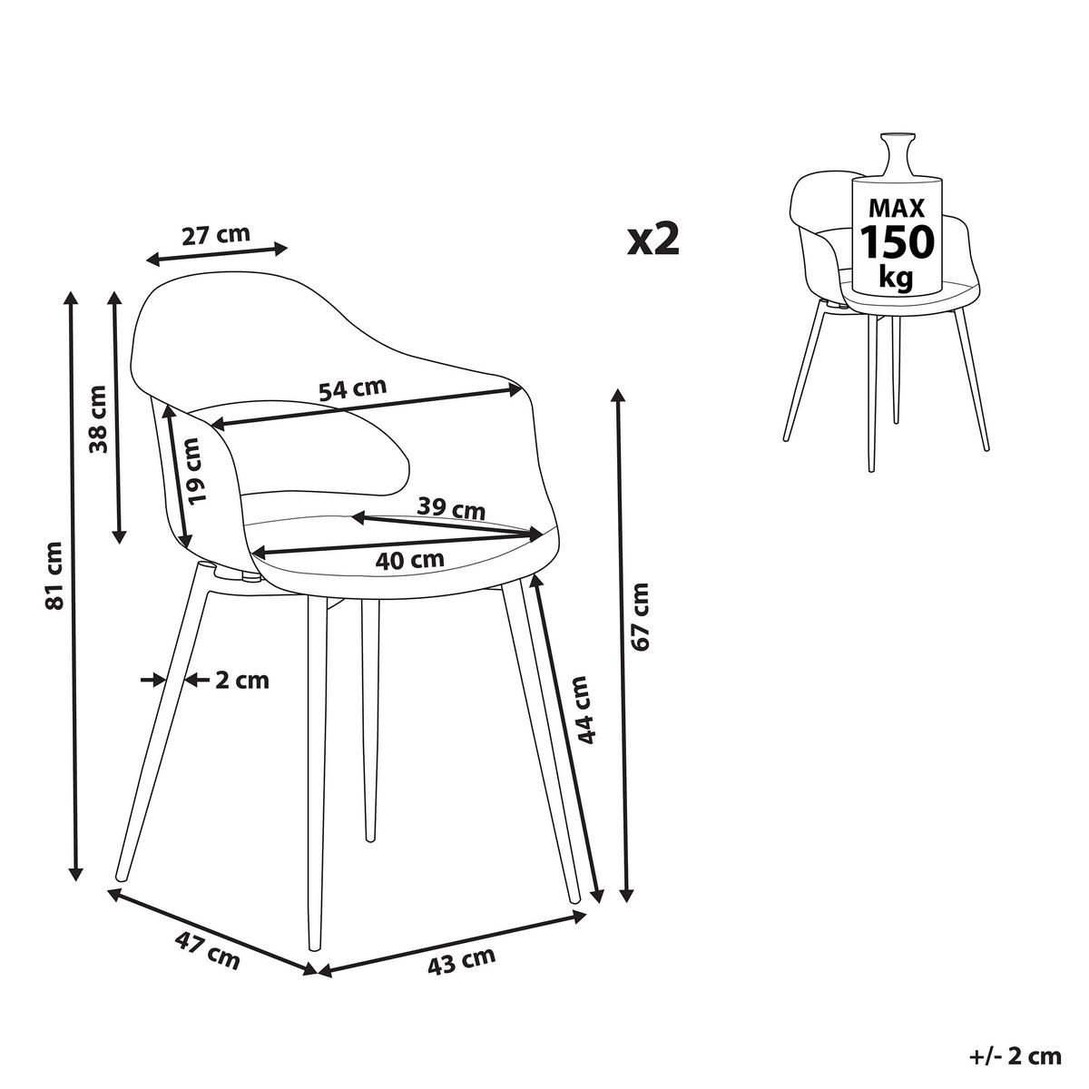 ESSZIMMERSTUHL 2er-Set Kunststoff Grün Utica - Grün, Kunststoff/Metall (54/81/47cm) - Beliani