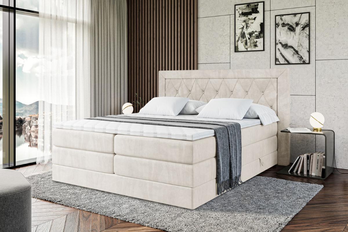 BOXSPRINGBETT NOEL KING - 140 x 200 - H3/H4 - Ecru - Ecru, Holzwerkstoff (140/200cm) - ALTDECOR