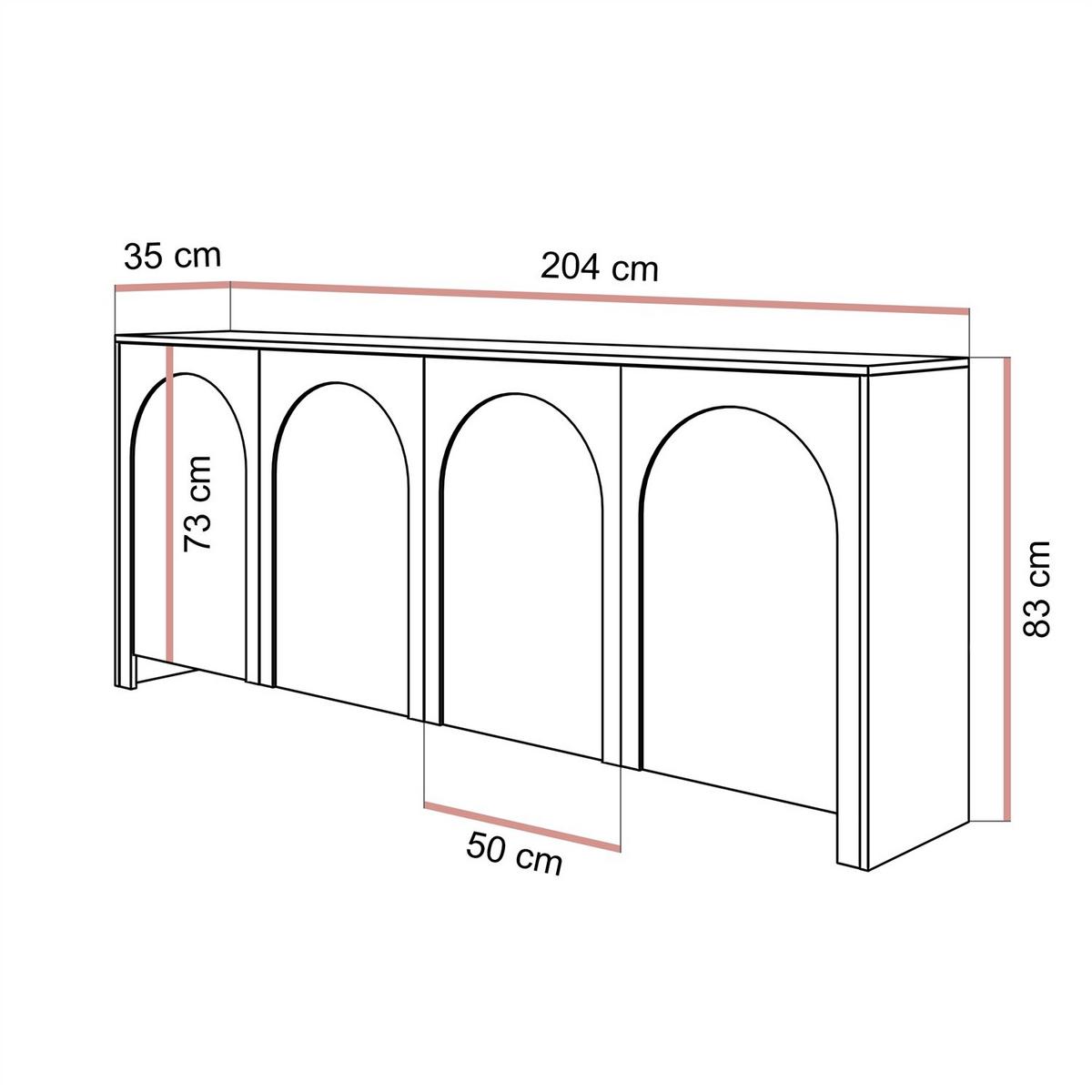 SIDEBOARDS ARIADNA Kaschmir viertürig - Kaschmir, Holzwerkstoff (204/83/35cm)