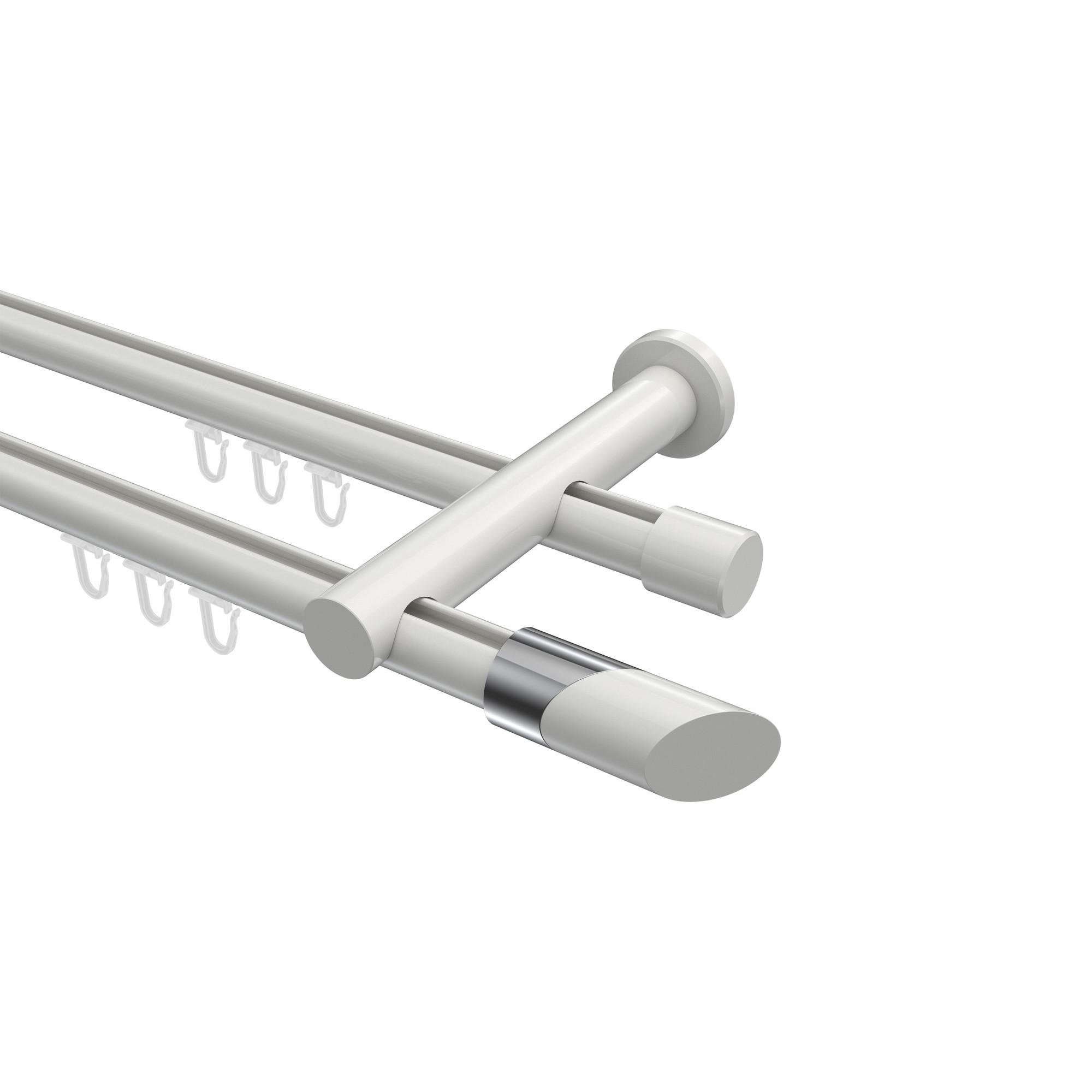 GARDINENSTANGE INNENLAUF Platon Verano 540 cm (geteilt in 3 x 180 cm), 2-läufig, 20 mm Ø Weiß - Chromfarben/Weiß, Metall (540cm) - INTERDECO