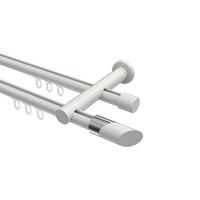 GARDINENSTANGE INNENLAUF Platon Verano 540 cm (geteilt in 3 x 180 cm), 2-läufig, 20 mm Ø Weiß - Chromfarben/Weiß, Metall (540cm) - INTERDECO