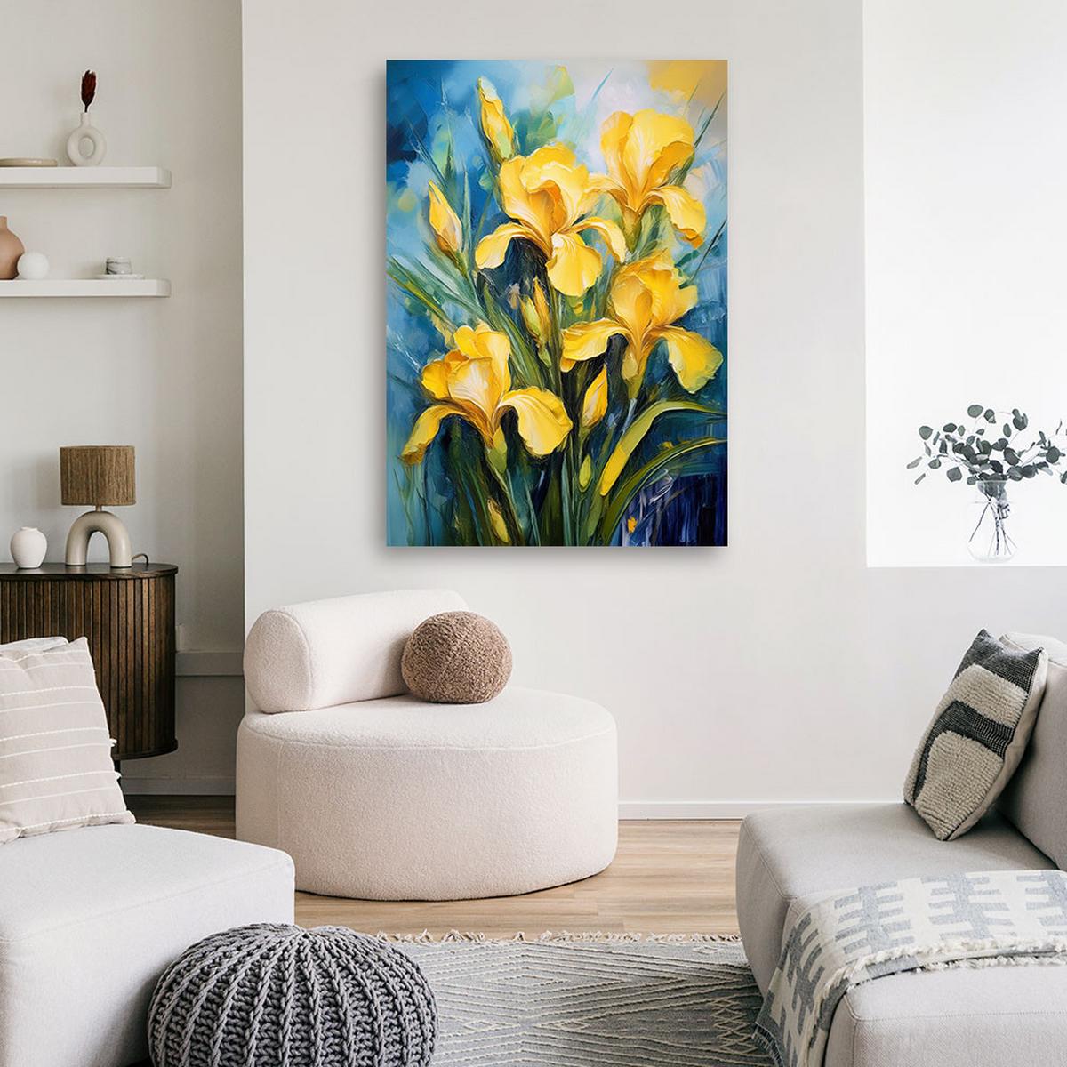 WANDBILD gelbe irisblume nautra - Gelb, Textil (40/60cm) - Feeby