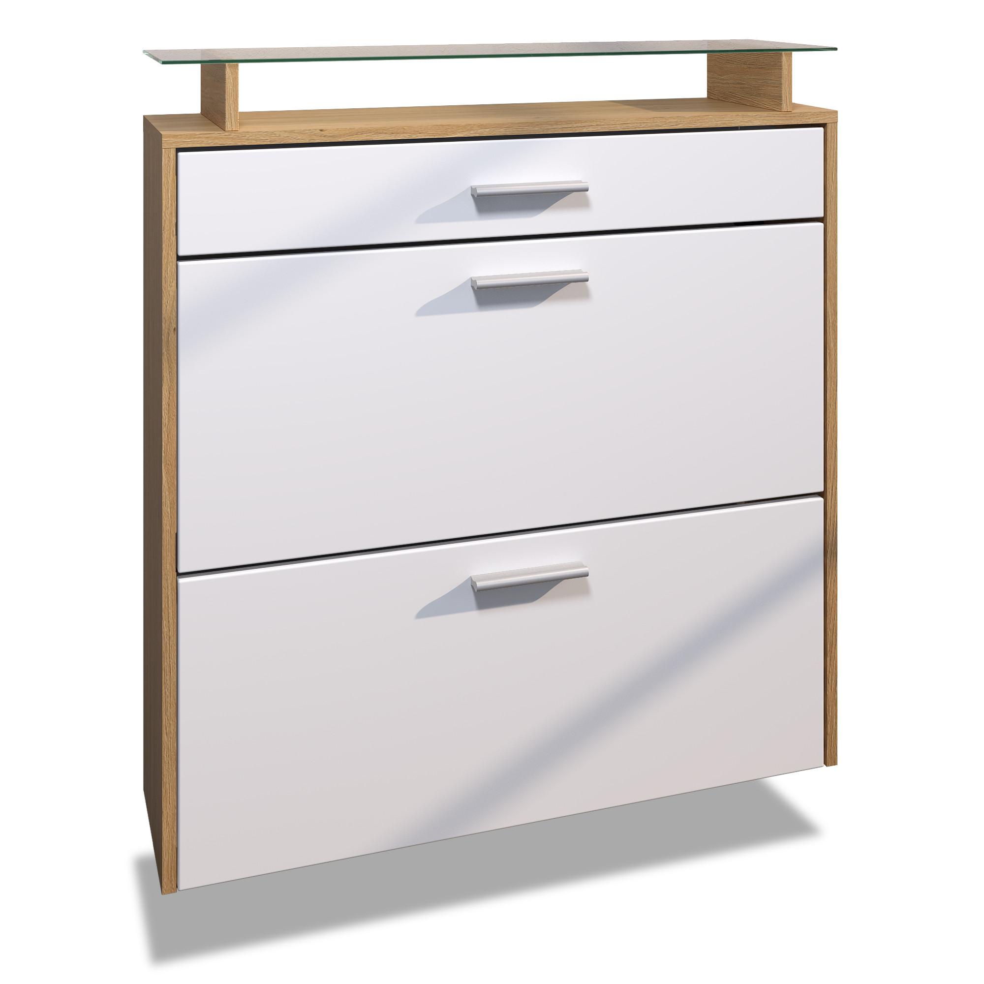 SCHUHSCHRANK Malea Weiß matt - Weiß, Holzwerkstoff (89/95.5/23cm) - Vladon