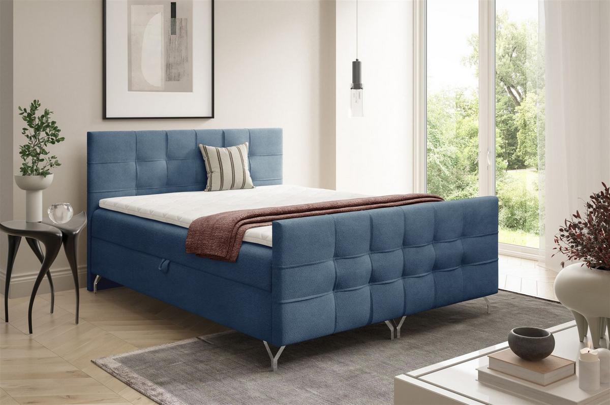 BOXBETT Perla Premium überlänge - Blau, Holzwerkstoff/Textil (180/220cm) - Fun Möbel