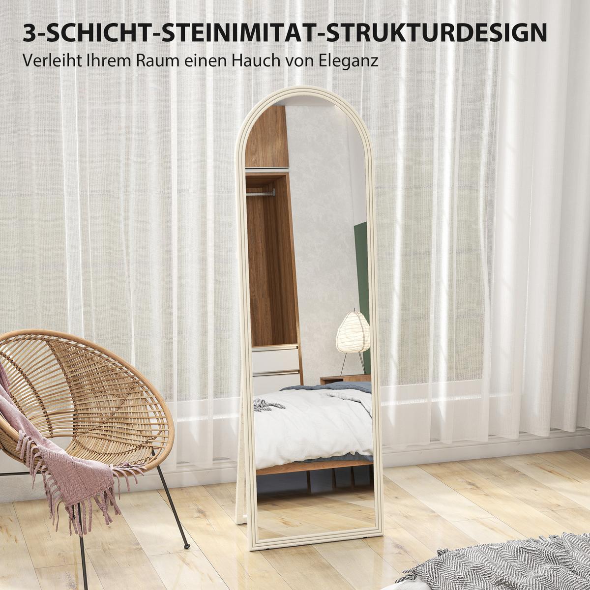 GANZKÖRPERSPIEGEL 160 x 50 cm Standspiegel mit Steinoptik Weiß - Weiß, Kunststoff (50/160/3.7cm) - HOMCOM