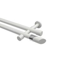 GARDINENSTANGE Prestige Verano 160 cm, 2-läufig (ohne Ringe), 20 mm Ø Weiß - Chromfarben/Weiß, Metall (160cm) - INTERDECO