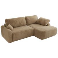 ECKSCHLAFSOFA CUBO L Beige Plüsch - rechts - Beige/Schwarz, Kunststoff/Textil (187/273cm) - MKS