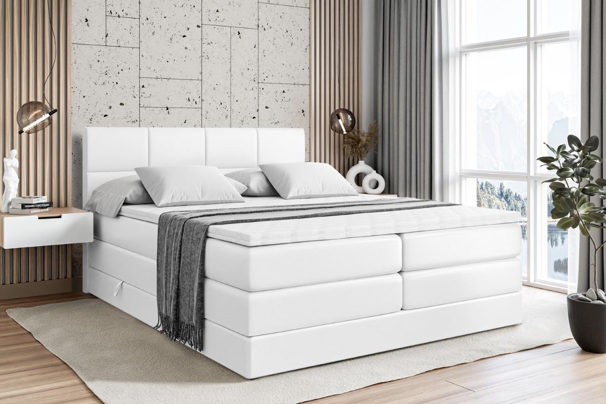 BOXSPRINGBETT ARDENI KING - 120x200 - H3/H4 - Weiß Hochglanz - Weiß Hochglanz, Holzwerkstoff (120/200cm)