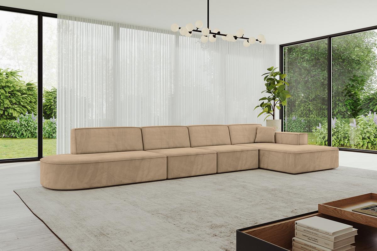 ECKSOFA Ottomane Rechts IREA-L3-v4 - 413x171x79 cm Beige - Beige, Holzwerkstoff/Textil (171/413cm) - ALTDECOR