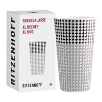 KAFFEEBECHER XL Genussklasse schwarz-weiß 525 ml - Schwarz/Weiß, Keramik (0.525L) - Ritzenhoff
