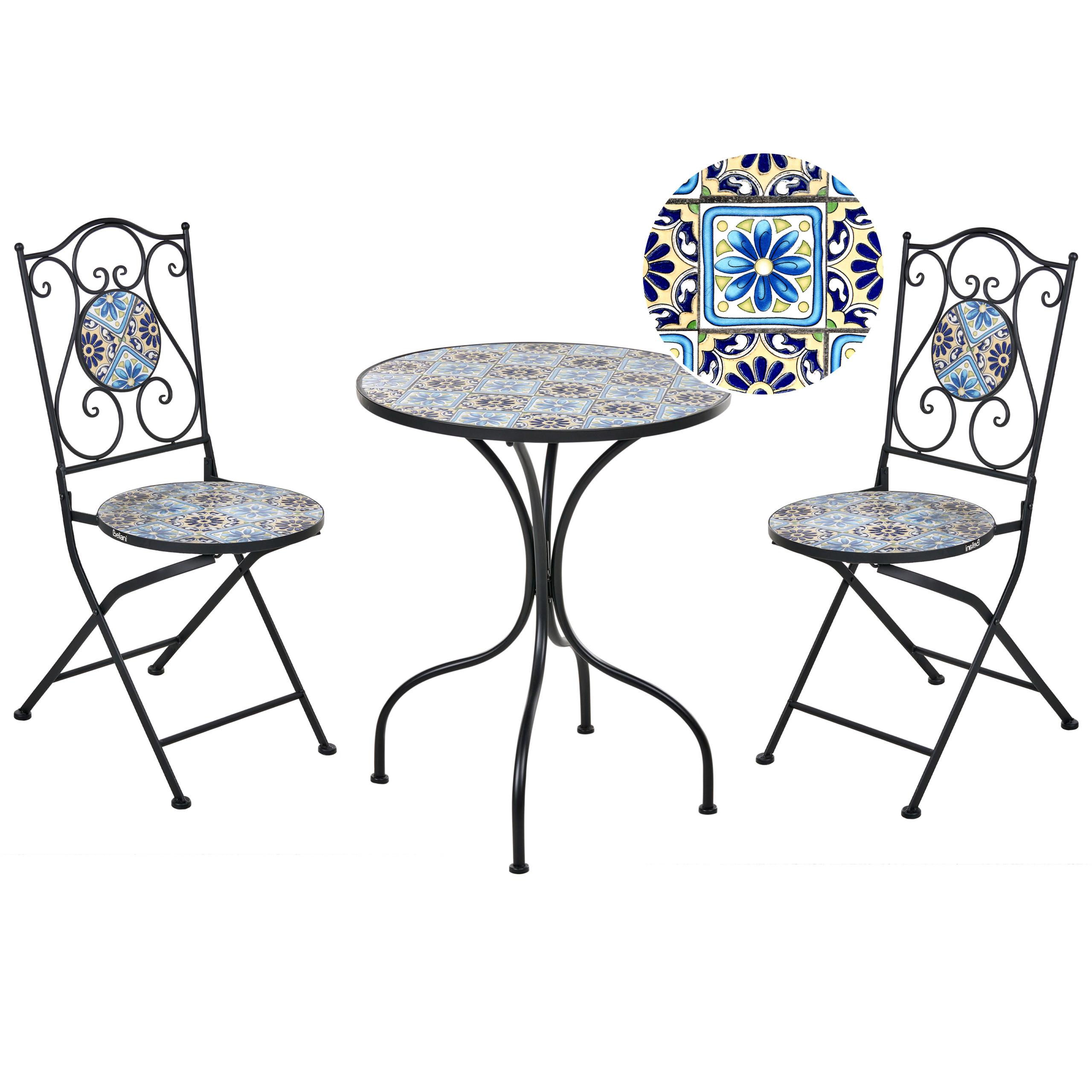 BISTRO-SET Schwarz Aggius - Blau/Schwarz, Metall - Beliani