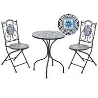 BISTRO-SET Schwarz Aggius - Blau/Schwarz, Metall - Beliani