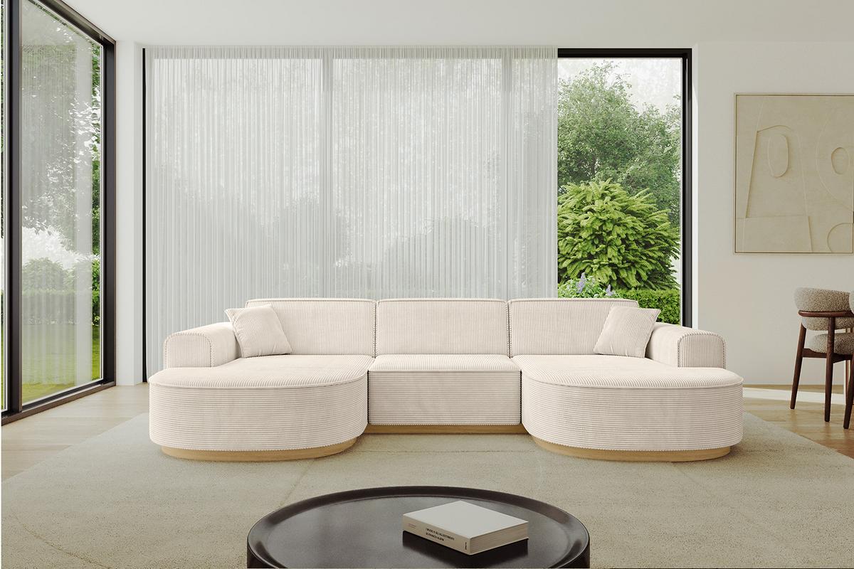 WOHNLANDSCHAFT MARI-U1-v2 - 303x171x83 cm Beige Cord - Beige, Holzwerkstoff/Textil (303/83/171cm) - ALTDECOR