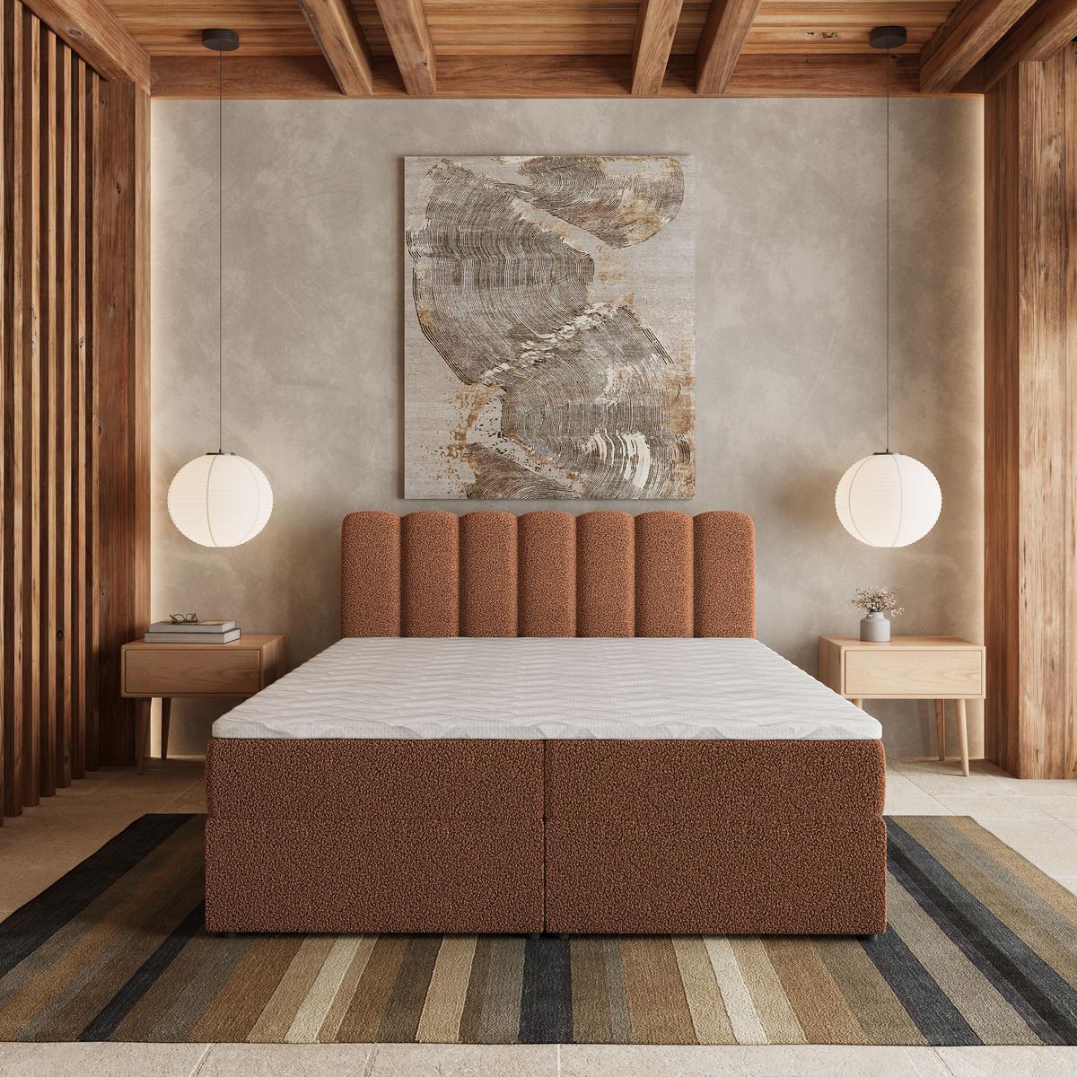 BOXBETT SOLIA 140x200 cm mit Matratze und Topper, H2+H3 - Kupferfarben - Kupferfarben, Holz (140/200cm) - MASSENO