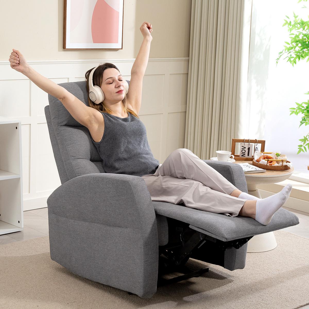 RELAXSESSEL, Fernsehsessel mit Liegefunktion, Gepolstert TV-Sessel mit Fußteil - Dunkelgrau, Kunststoff (76/103/93cm) - HOMCOM