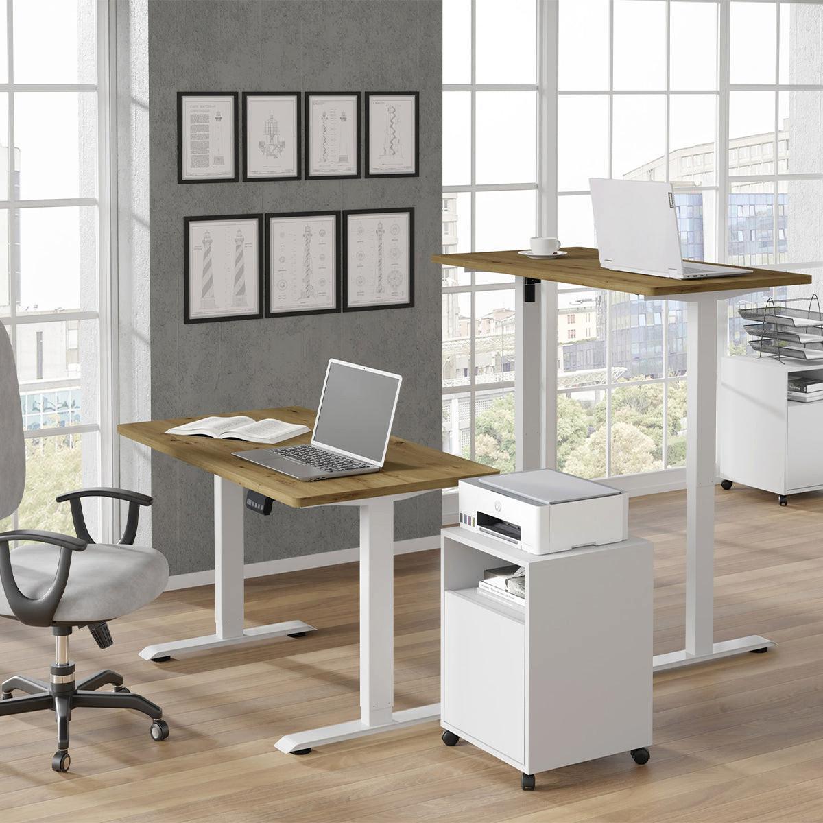 SCHREIBTISCH Ergo Holz und Weiß - Braun, Holzwerkstoff (120/65/73cm) - Petits-meubles