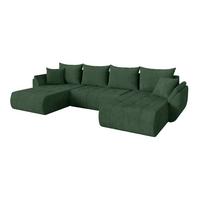 WOHNLANDSCHAFT mit Schlaffunktion und Bettkasten TOKO-U 378x194x86 Grün Cord - Dunkelgrün/Schwarz, Holzwerkstoff/Kunststoff (378/86/194cm) - ALTDECOR