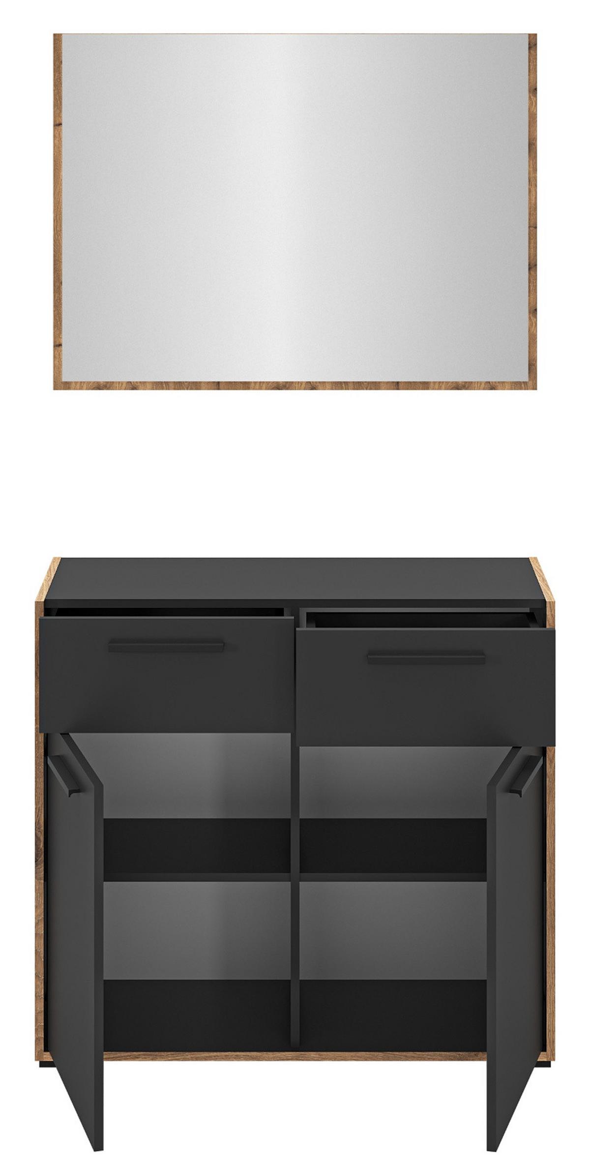 GARDEROBE-SET grau und Nox Eiche, Garderobenkombination 2-teilig, 95 x 189 cm, Salud - Dunkelgrau/Eichefarben, Holzwerkstoff/Kunststoff (95/189/37cm) - Inn.Furn