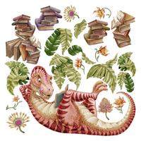 WANDAUFKLEBER 100x149cm - Dino der Leser - Multicolor, Kunststoff (100/149/0.1cm) - Wallfluent