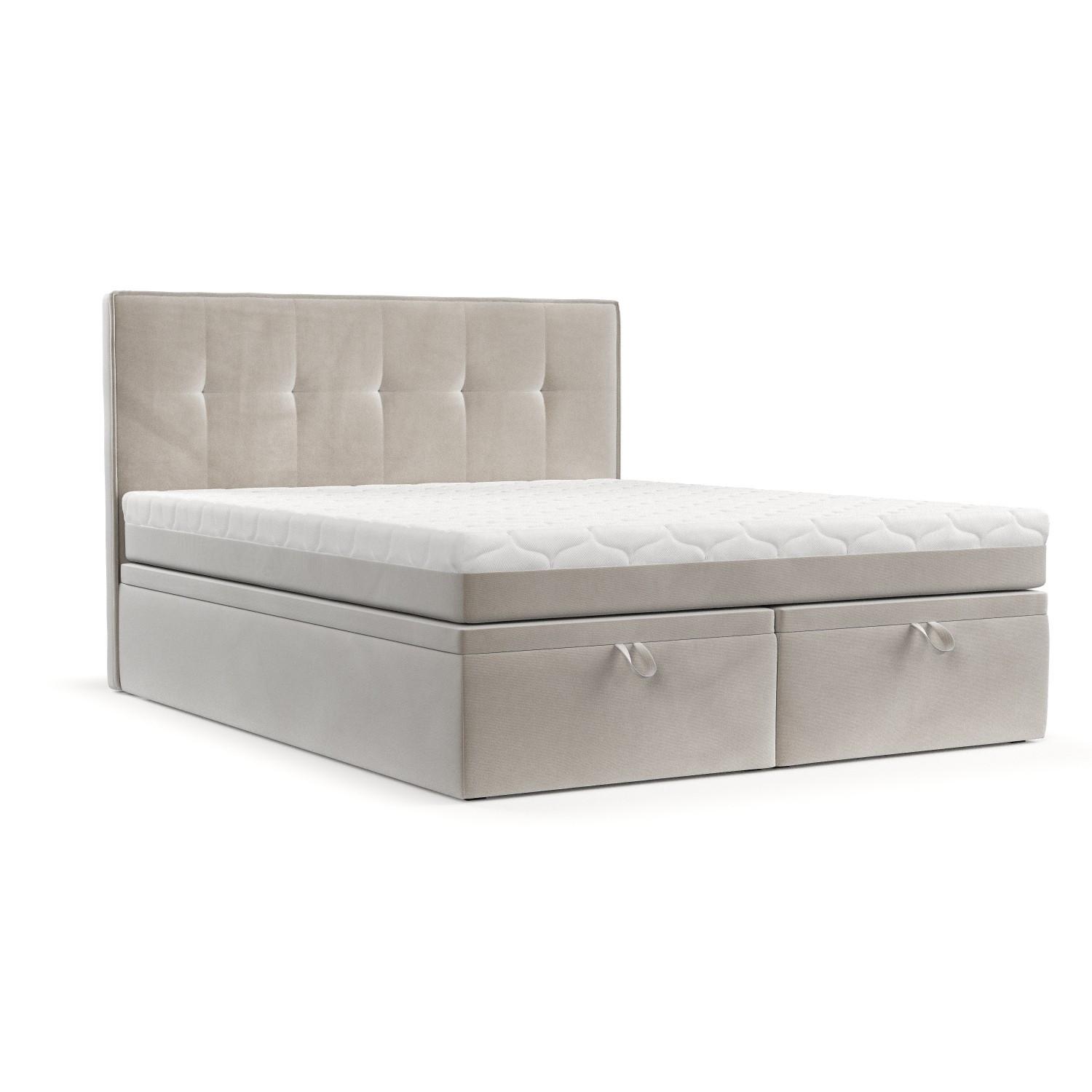 BOXBETT Arivo 180/200 cm Hellbeige im Paros Stoff - Beige/Schwarz, Holz/Holzwerkstoff (180/200cm) - AltaBeds