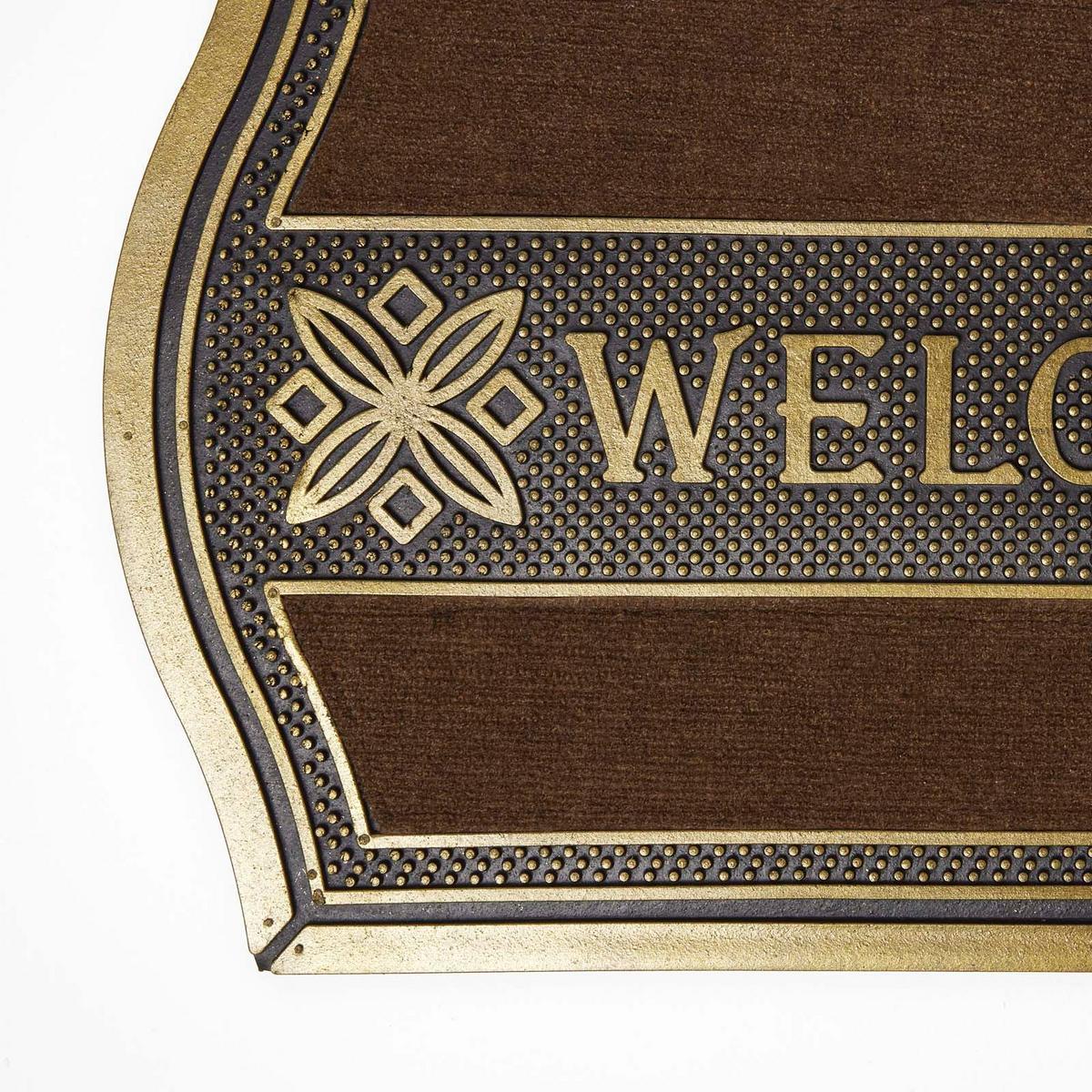 FUSSMATTE Welcome gold-braun, geschwungen 45/75 cm - Braun, Naturmaterialien (45/75cm) - Homescapes